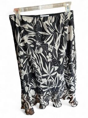 Black & White Floral Midi Skirt